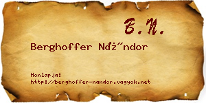 Berghoffer Nándor névjegykártya